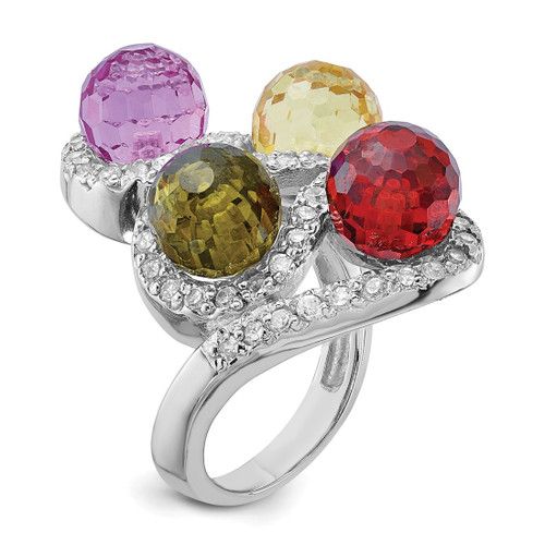 Sterling Silver Polished Multi-Color Cubic Zirconia Ring