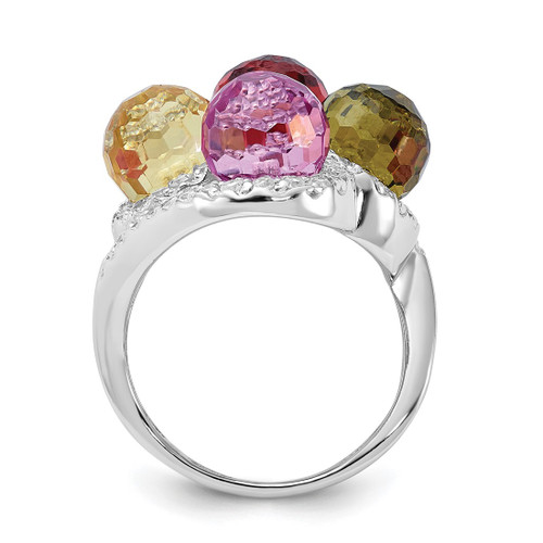 Sterling Silver Polished Multi-Color Cubic Zirconia Ring - View 2