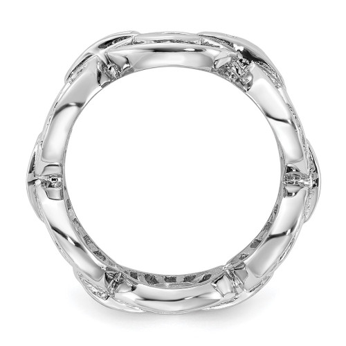 Sterling Silver Polished Fancy Cubic Zirconia Circle Link Ring, 11 mm - View 2