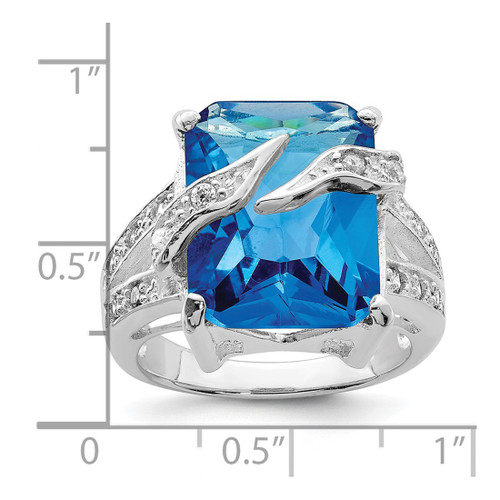 Sterling Silver Blue & Clear Cubic Zirconia Ring, 3 mm - View 2
