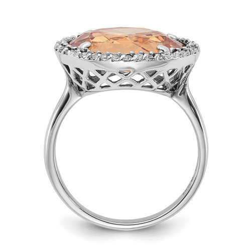 Sterling Silver Polished Champagne & Clear Cubic Zirconia Circle Ring, 2.5 mm - View 2