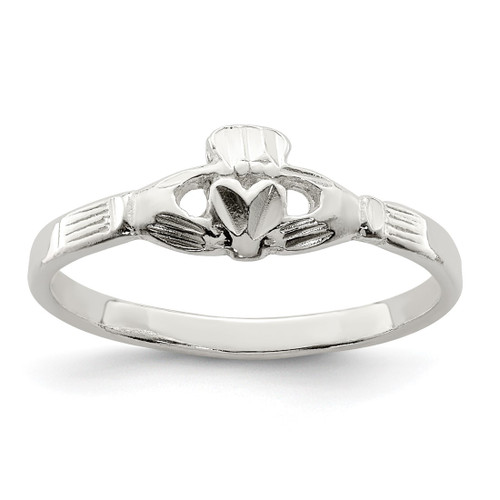 Sterling Silver Claddagh Ring, 2 mm, 6 mm Top Length, 11 mm Top Width
