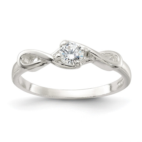 Sterling Silver Cubic Zirconia Ring, 1 mm