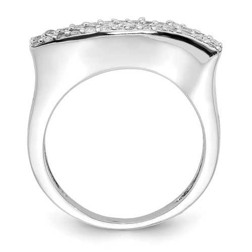 Sterling Silver Polished Cubic Zirconia Ring, 2 mm, 5 mm Wide, 5 mm Top Length, 21 mm Top Width - View 2