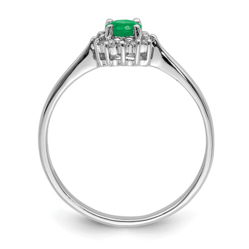 Sterling Silver Rhodium-Plated Round Emerald & 0.048ct Diamond Ring, 2 mm - View 2