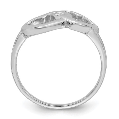 Sterling Silver Rhodium-Plated Diamond Accent Intertwined Heart Ring, 2 mm - View 2