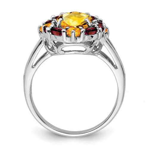 Sterling Silver Rhodium-Plated Citrine & Garnet Ring, 2 mm - QR2899CI - View 2