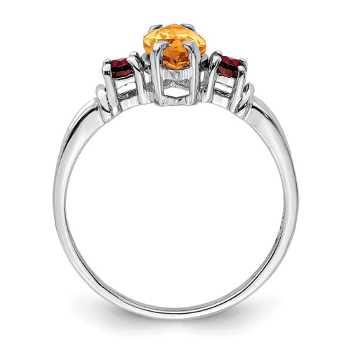 Sterling Silver Rhodium-Plated Citrine & Garnet Ring, 2 mm - QR2904CI - View 2