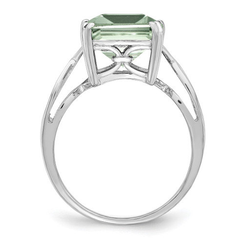 Sterling Silver Rhodium-Plated Green Quartz Ring, 2 mm - QR2955AG - View 2