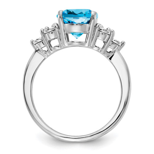 Sterling Silver Rhodium-Plated 0.03ct Diamond & Blue Topaz Ring, 2 mm - View 2