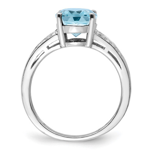 Sterling Silver Rhodium-Plated 0.11ct Diamond & Sky Blue Topaz Ring, 2 mm - View 2