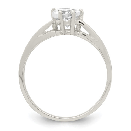 Sterling Silver Solitaire Heart Cubic Zirconia Ring, 2 mm - View 2