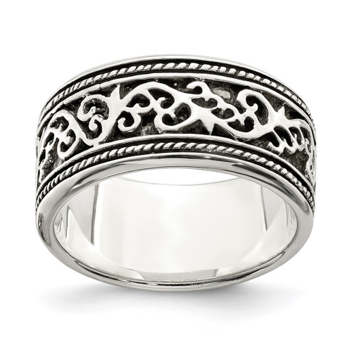 Sterling Silver Antiqued Band Ring, 9 mm