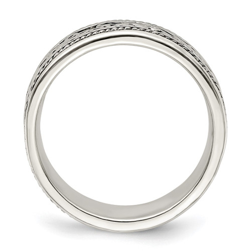 Sterling Silver Antiqued Band Ring, 9 mm - View 2