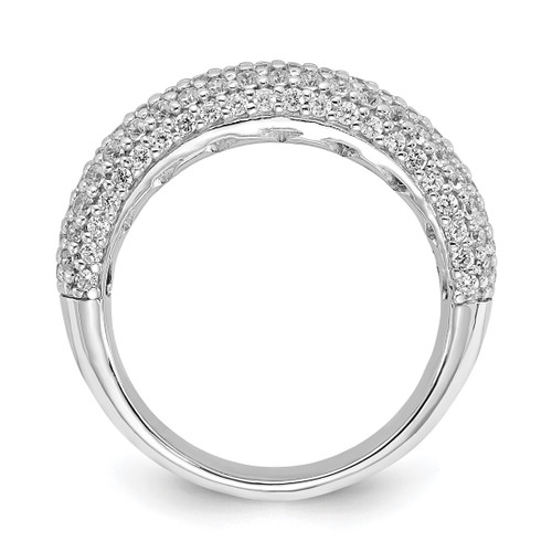 Sterling Silver Pavé Rhodium-Plated 113 Stone Cubic Zirconia Ring, 5.25 mm - View 2
