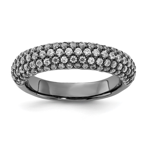 Ruthenium-Plated Sterling Silver Pavé Ruthenium-Plated 113 Stone Cubic Zirconia Ring, 5.25 mm