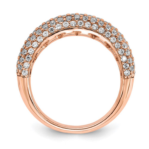 Sterling Silver Pavé Rose Gold-Tone 113 Stone Cubic Zirconia Ring, 5.25 mm - View 2