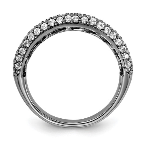 Ruthenium-Plated Sterling Silver Pavé Ruthenium-Plated 61 Stone Cubic Zirconia Ring, 4 mm - View 2