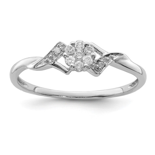 Sterling Silver Rhodium-Plated 0.131ct Diamond Ring, 2 mm