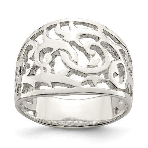 Sterling Silver Rhodium-Plated Swirl Ring, 5 mm