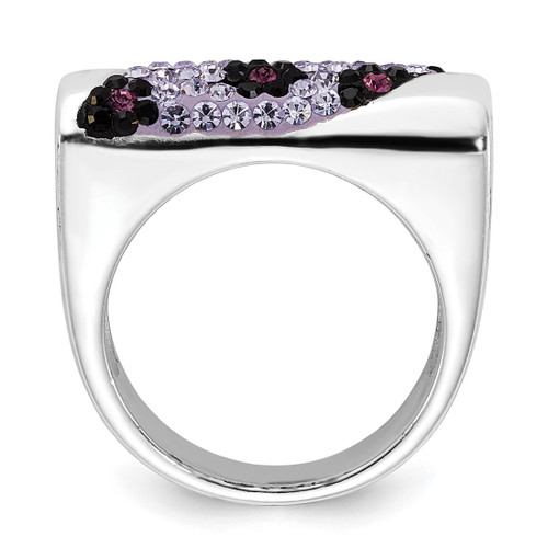 Sterling Silver Stellux Crystal Purple Animal Print Ring, 4.6 mm - View 2