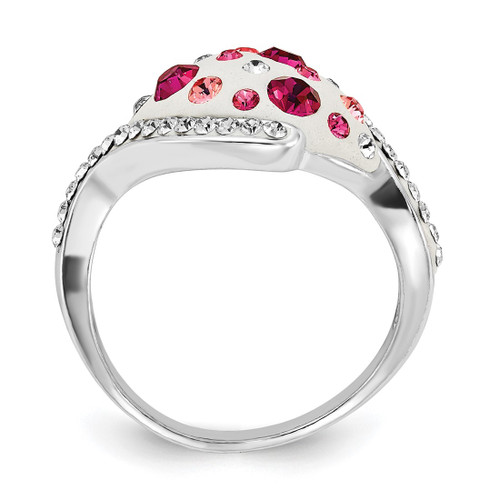 Sterling Silver Pink and White Stellux Crystal Ring - View 2