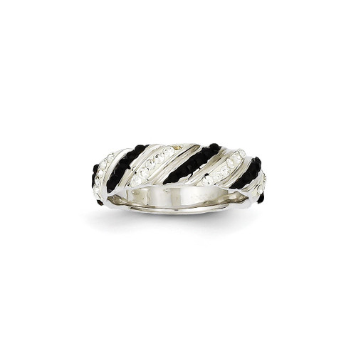 Sterling Silver Rhodium-Plated Stellux Crystal Ring - QR4183