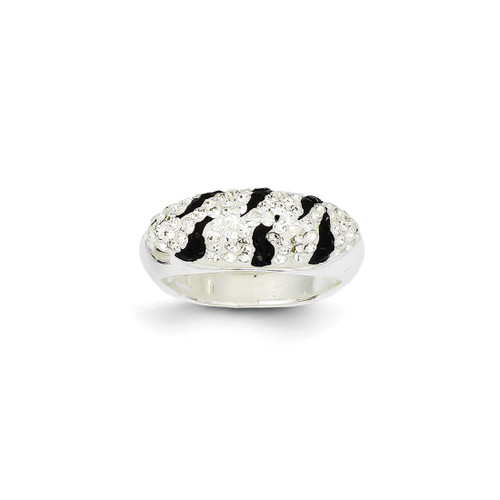 Sterling Silver Stellux Crystal Black and White Animal Print Ring - QR4184