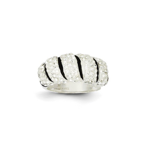 Sterling Silver Stellux Crystal Black/White Animal Print Ring