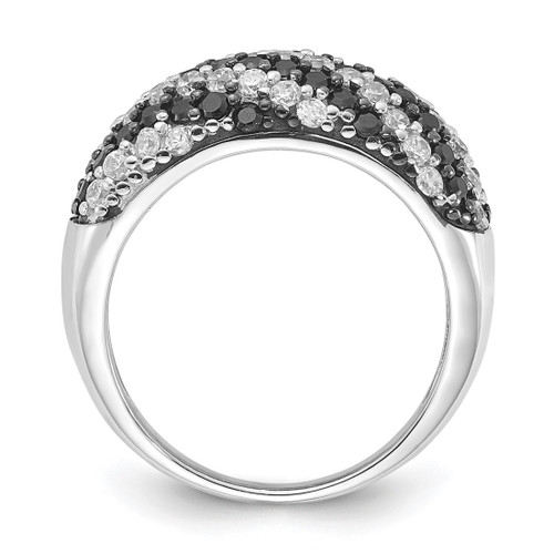 Sterling Silver Rhodium-Plated Black & White Cubic Zirconia Ring - View 2