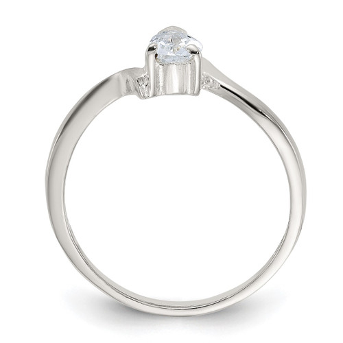 Sterling Silver Pear Shaped Cubic Zirconia Ring, 2 mm - View 2