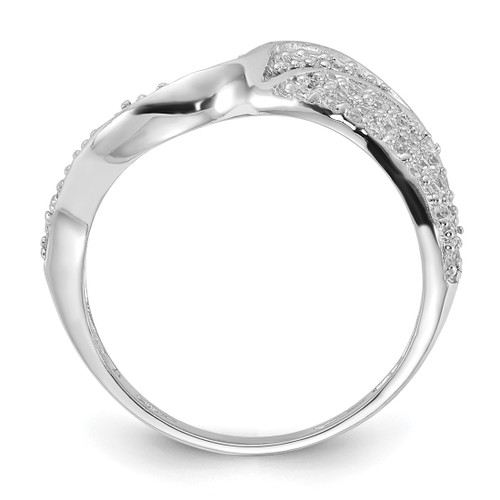 Sterling Silver Rhodium-Plated Cubic Zirconia Swirl & Twist Ring - View 2