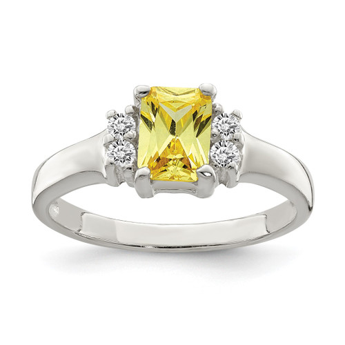 Sterling Silver Yellow & White Cubic Zirconia Ring, 2 mm