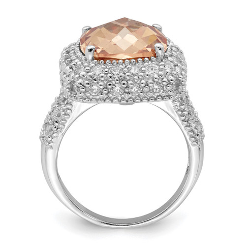 Sterling Silver Champagne & Clear Cubic Zirconia Ring, 3 mm - View 2