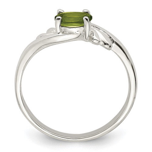 Sterling Silver Lime Green Oval Cubic Zirconia Ring, 2 mm - View 2