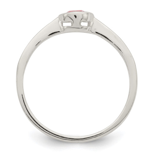 Sterling Silver Pink Round Bezel Cubic Zirconia Ring, 2 mm, 6.2 mm Top Length, 6.2 mm Top Width - View 2