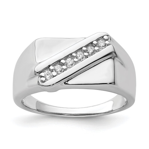 Sterling Silver Rhodium-Plated Fancy Cubic Zirconia Ring, 2.5 mm