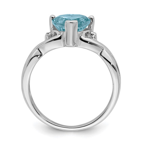 Sterling Silver Rhodium-Plated 0.01ct Diamond & Lt Swiss BT Heart Ring, 2 mm - View 2