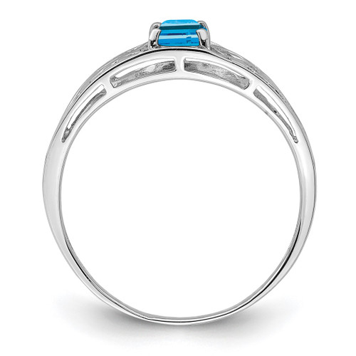 Sterling Silver Rhodium-Plated Sky Blue Topaz Ring, 2 mm - QR4503BT - View 2