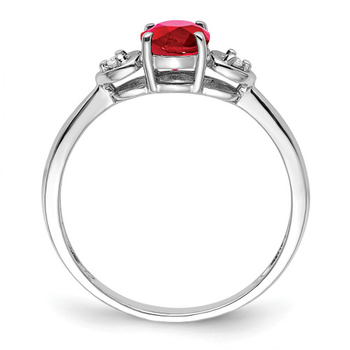 Sterling Silver Rhodium-Plated 0.021ct Diamond and Ruby Ring, 2 mm - View 2