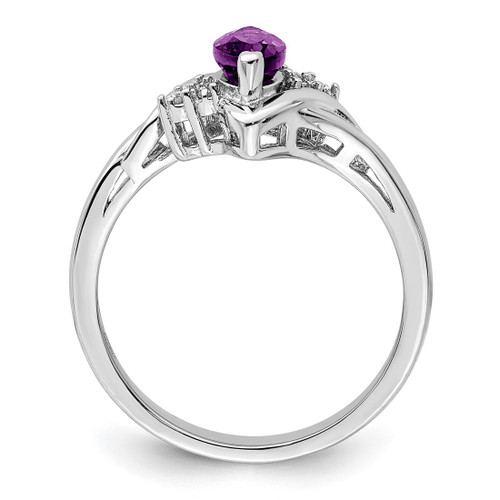 Sterling Silver Rhodium-Plated 0.03ct Diamond & Amethyst Ring, 2 mm - QR4542AM - View 2