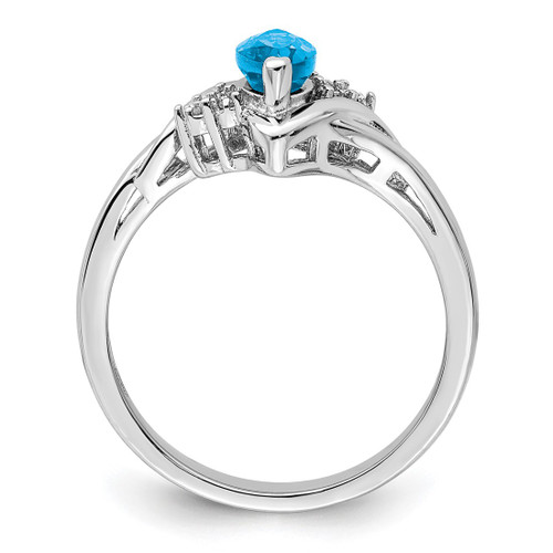 Sterling Silver Rhodium-Plated 0.03ct Diamond & Light Blue Topaz Ring, 2 mm - View 2