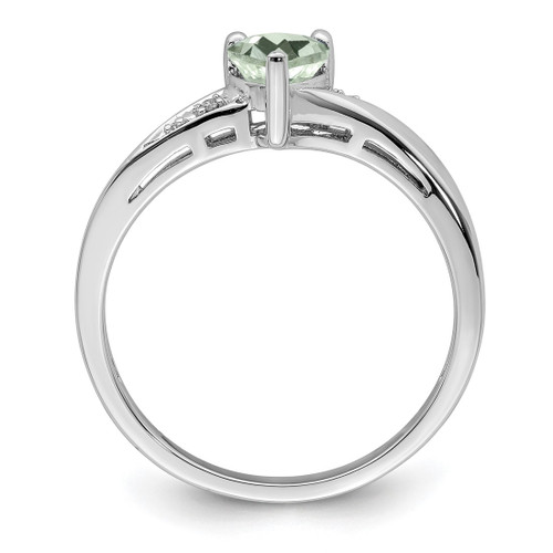 Sterling Silver Rhodium-Plated Green Quartz 0.007ct Diamond. Ring, 2 mm - View 2