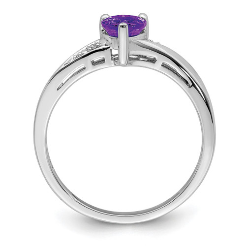 Sterling Silver Rhodium-Plated Amethyst 0.007ct Diamond Ring, 2 mm - View 2