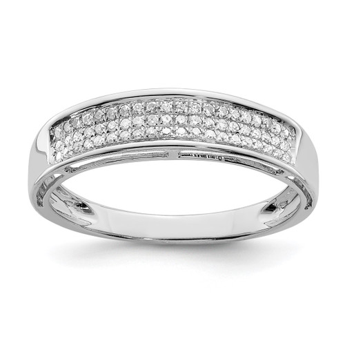 Sterling Silver Rhodium-Plated 0.18ctw Diamond Womens Band Ring
