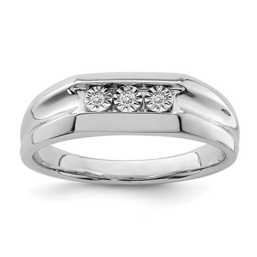 Sterling Silver Rhodium-Plated 0.045ct Diamond Men'S Ring