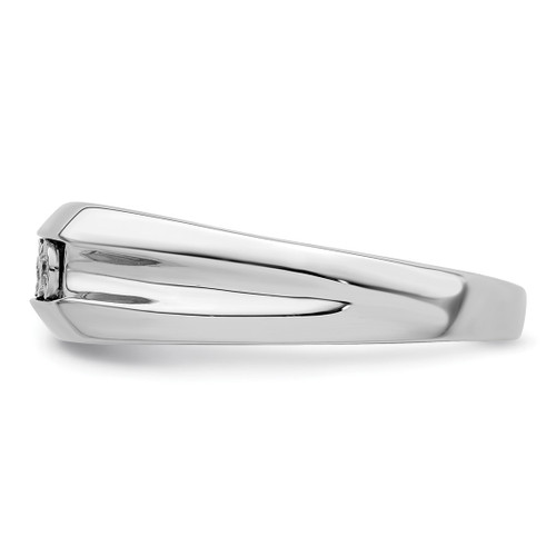 Sterling Silver Rhodium-Plated 0.045ct Diamond Men'S Ring - View 3