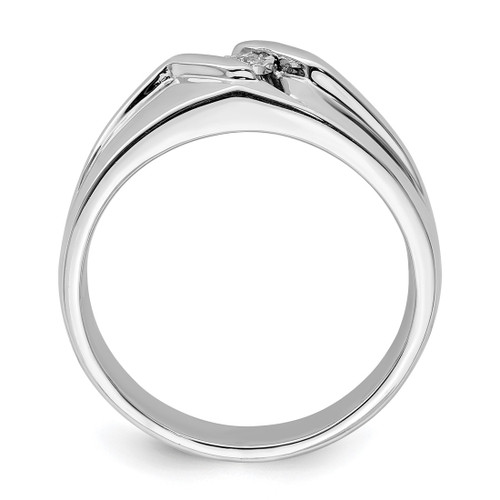 Sterling Silver Rhodium-Plated 0.05ct Diamond Men'S Ring - View 2