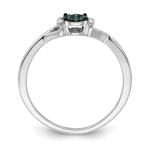 White Night Sterling Silver Rhodium-Plated Blue and White 0.136ct Diamond Oval Ring, 2 mm - View 2