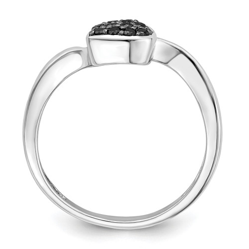 White Night Sterling Silver Rhodium-Plated Black 0.104ct Diamond Heart Ring, 2 mm - View 2